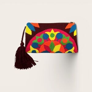Colorful Embroidered Clutch with Tassel